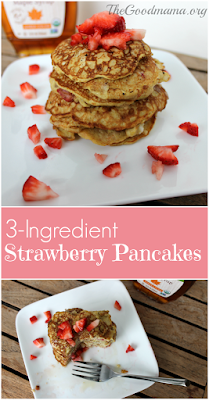Banana, Egg, Strawberry, 3 Ingredient Pancakes