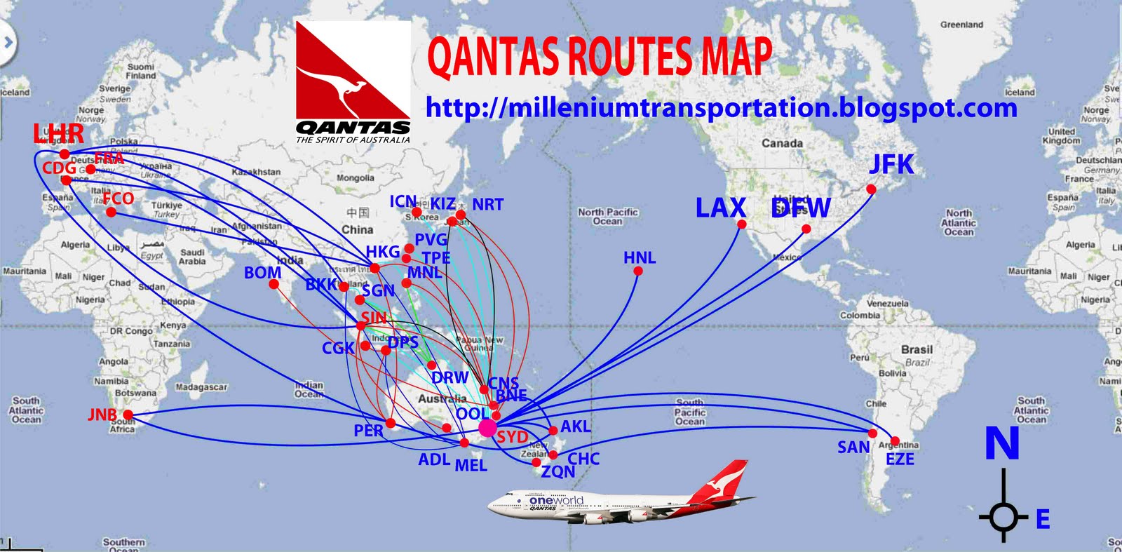 routes map Routes Map of QANTAS