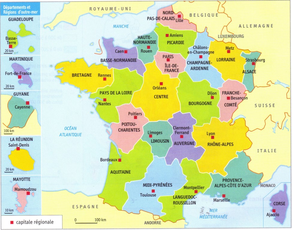 Region de france. Carte de France Regions. Тринадцать регионов Франции. 18 Регионов Франции на карте. Карта Франции en Francais.