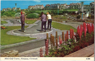Postcard of the Mini Golf course in Newquay, Cornwall (A1E). Harvey Barton Viewcard. Postally unused but dated 16.09.70