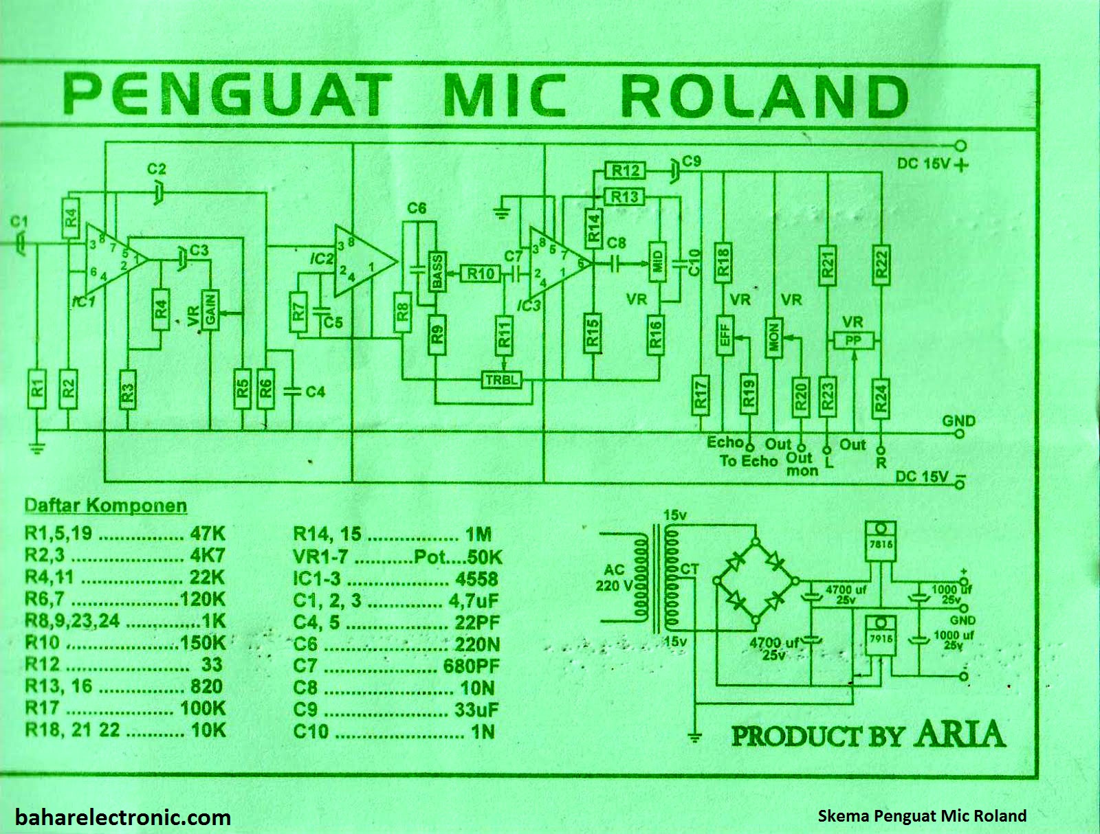 Skema Penguat Mic Roland Ruang Ilmu