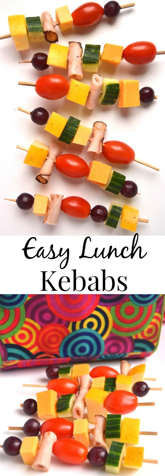 Easy Lunch Kebabs are customizable based on what you have on hand and are sure to be a lunchtime favorite for both kids and adults! Use your favorite fruits, vegetables, lunch meats and cheeses. www.nutritionistreviews.com