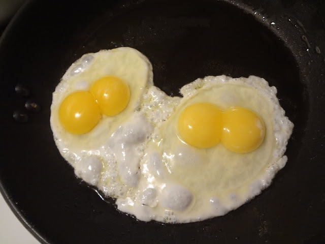 2 eggs, double yolks