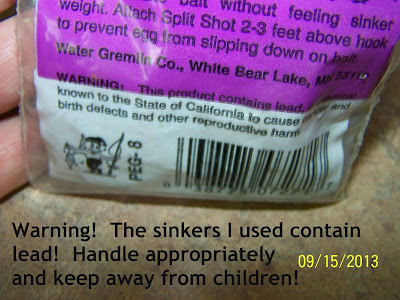 Pay attention to the warning on the sinker package!  I wouldn't handle lead if I were pregnant, nor would I let a child handle it.