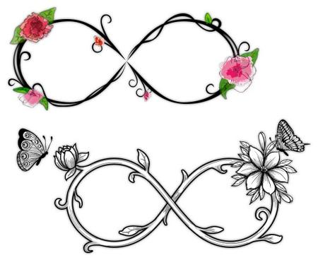 55 Lovely Infinity Tattoo Designs For The Endless Loves Flower and Butterflies Infinity Tattoo