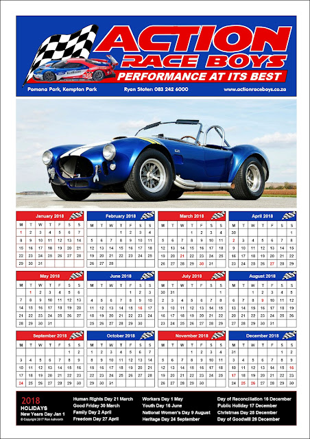 Action Race Boys Calendar 2018 - designed by Ron Ashworth
