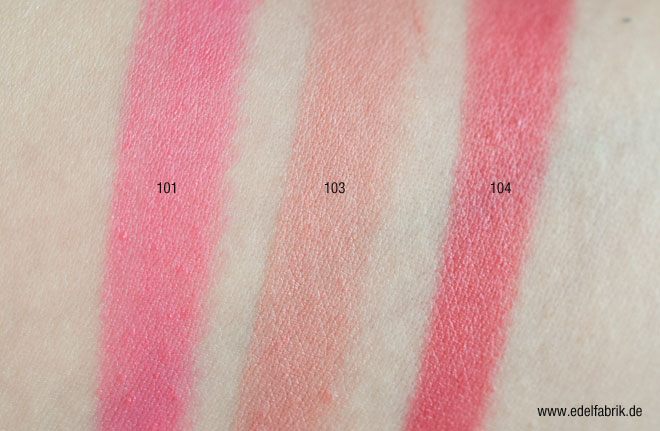 101 Candy Stiletto, 103 Blush in a Rush, 104 Strike a Rose, L'Oreal matte Lippis