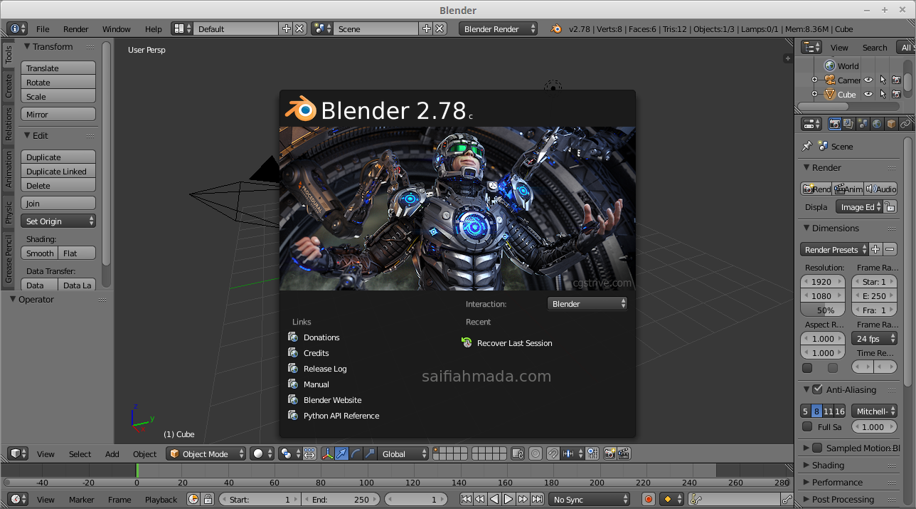 2.78c install update blender
