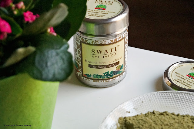 Neutralna henna do włosów Swati Ayurveda - naturalna farba do włosów  + efekty farbowania 