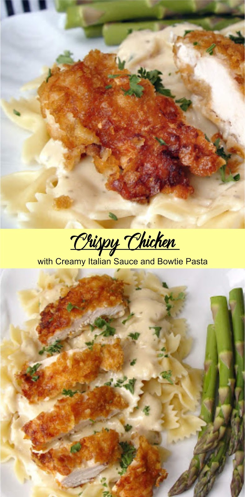 Crispy Chicken with Creamy Italian Sauce and Bowtie Pasta | Extra ...