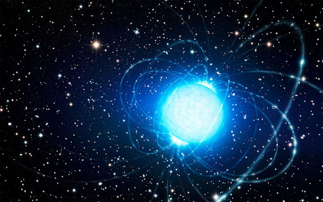 ilustração de uma estrela de neutrons 