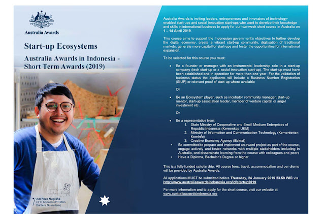 Flyer Mengenai Beasiswa Studi Singkat Tentang Bisnis Start-Up 2019 ke Australia