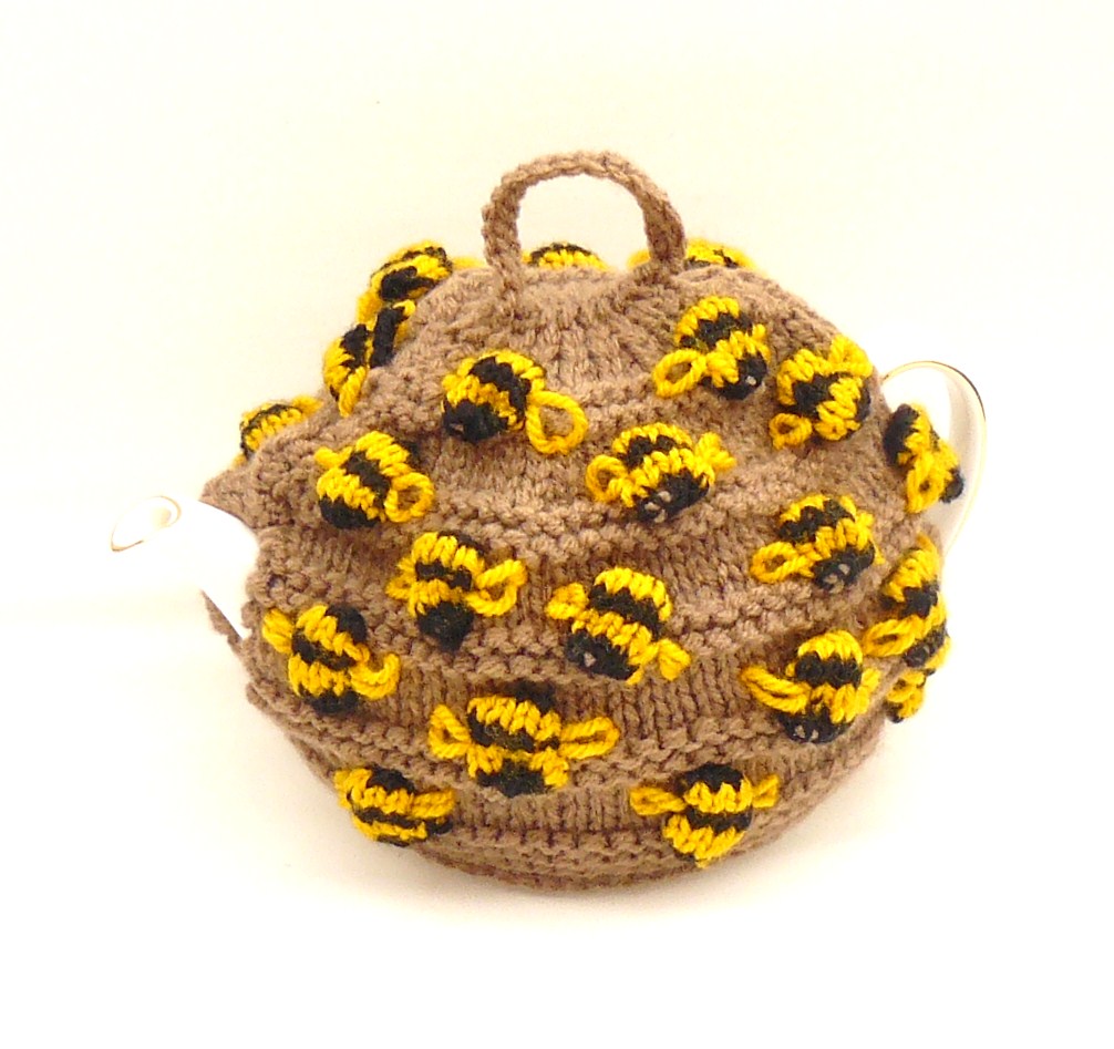 The Fluffy Duck Handknitted Bee tea cosy