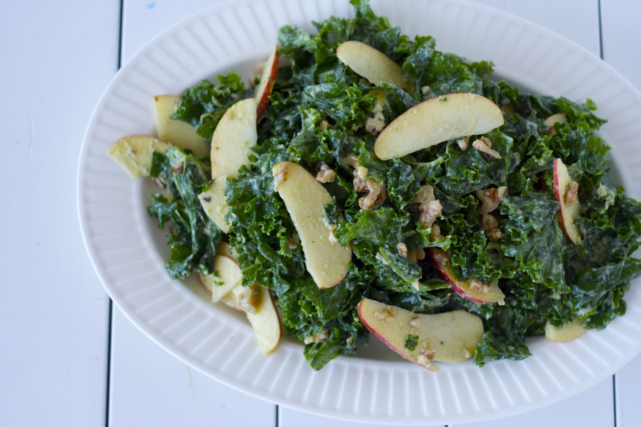 Raw Kale Salad with Creamy Avocado Dressing Craving Greens
