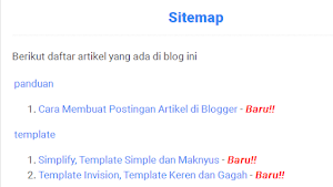 Cara Membuat Sitemap / Daftar Isi Otomatis dan Sederhana di Blogger Cara Membuat Sitemap / Daftar Isi Otomatis dan Sederhana di Blogger