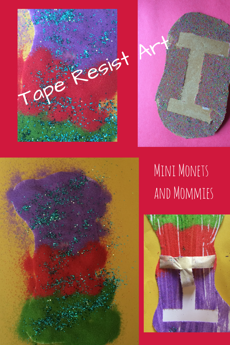 Mini Monets and Mommies: Glitter and Craft Sand Kids' Art: Tape Resist