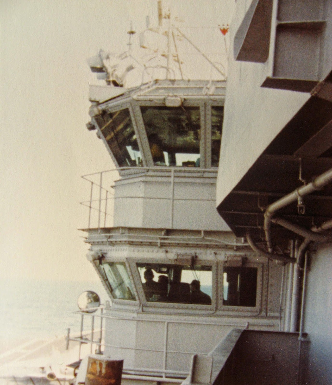 I snapped one of the Top 2 levels of the Island on The USS NIMITZ where the captain & Air Boss ran the show January 1983