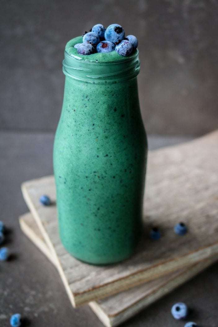 Glowing Green Spirulina Smoothie in My kitchen