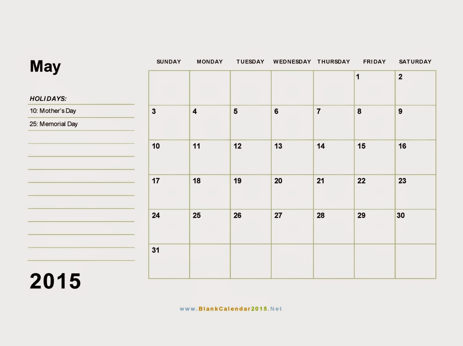 Free Printable Calendar 2021 Free - Monthly%2Bcalendar%2Bmay%2B2015%2Bprintable