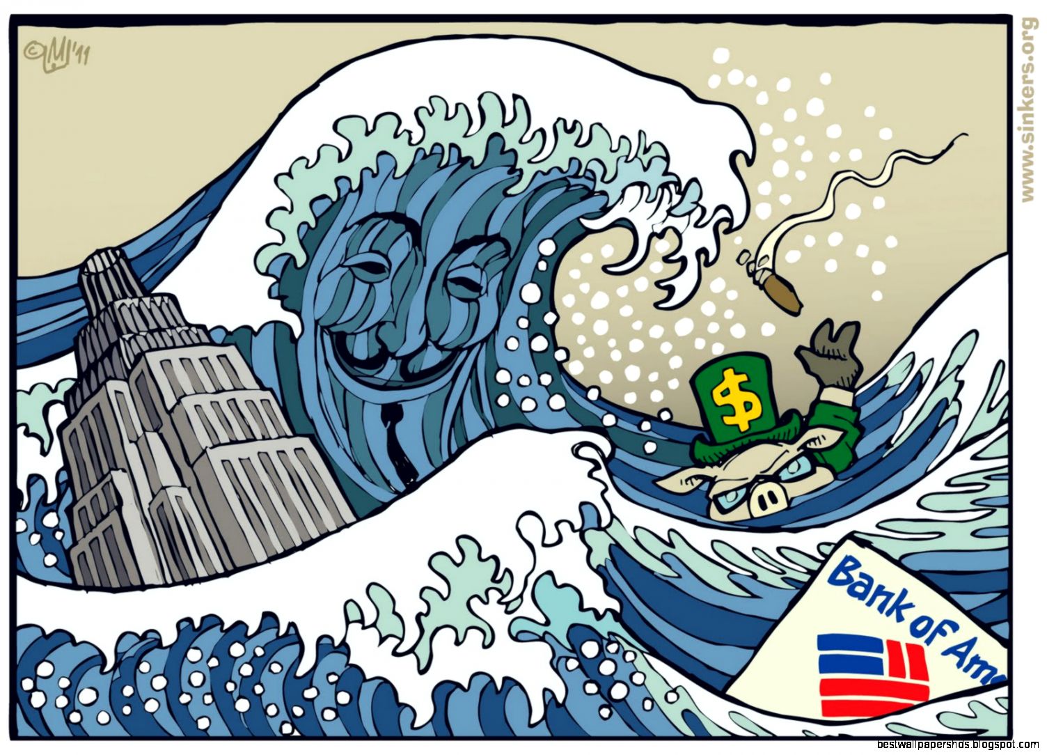 Cartoon Tsunami Wave