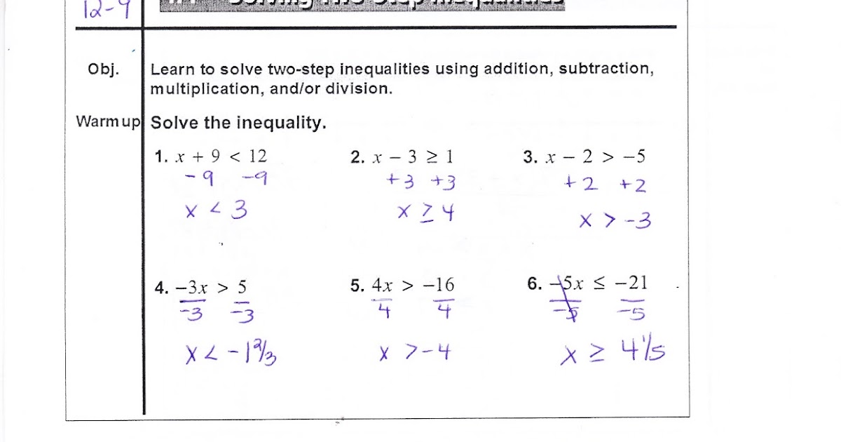 Ms. Jean's Classroom Blog: 4.4 Solving Two-Step Inequalities