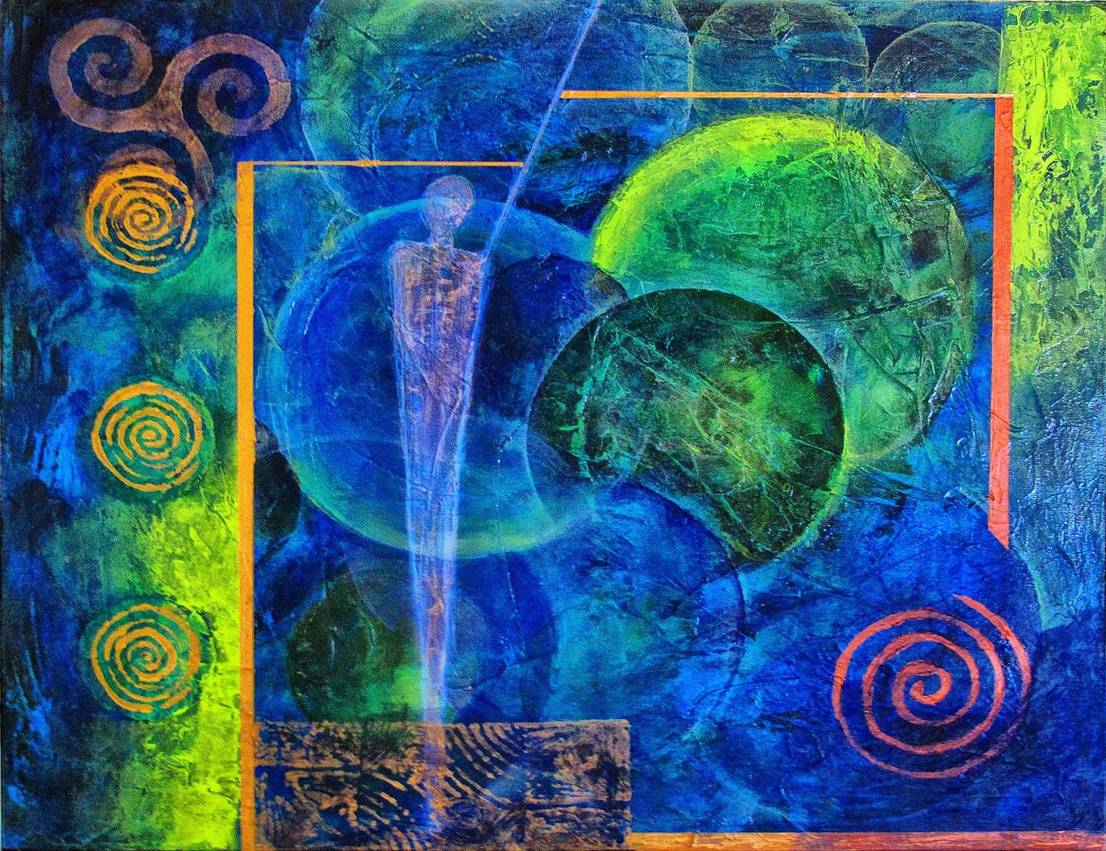 PAT STACY ART Contemporary Abstract Mixed Media Art, Mystical Figure