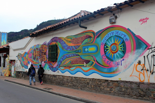 Colorful streets in La Candelaria, Bogota, Colombia