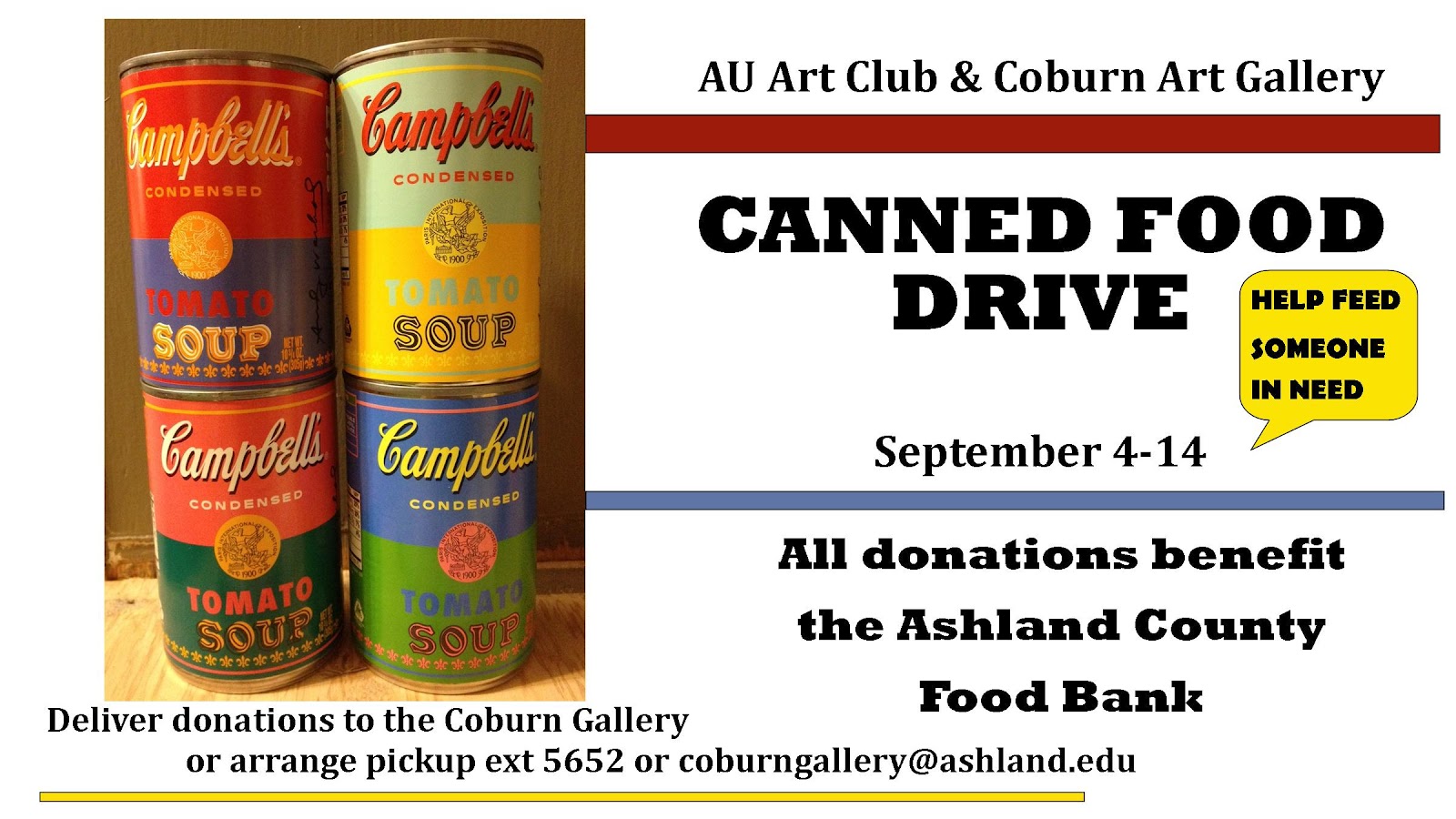 Coburn Gallery Canned Food Drive Starts TODAY...........