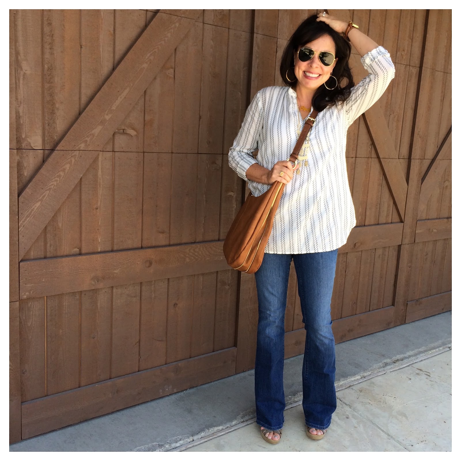 Flare Jeans with Henley Top