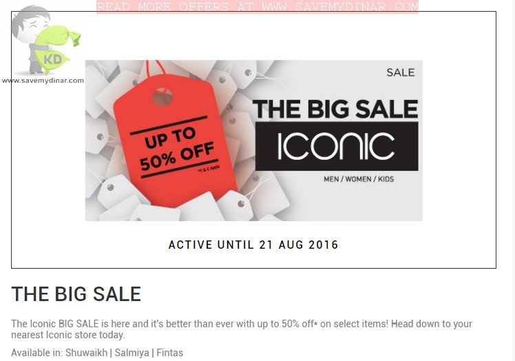 Iconic Kuwait The Big Sale SaveMyDinar Offers, Deals & Promotions