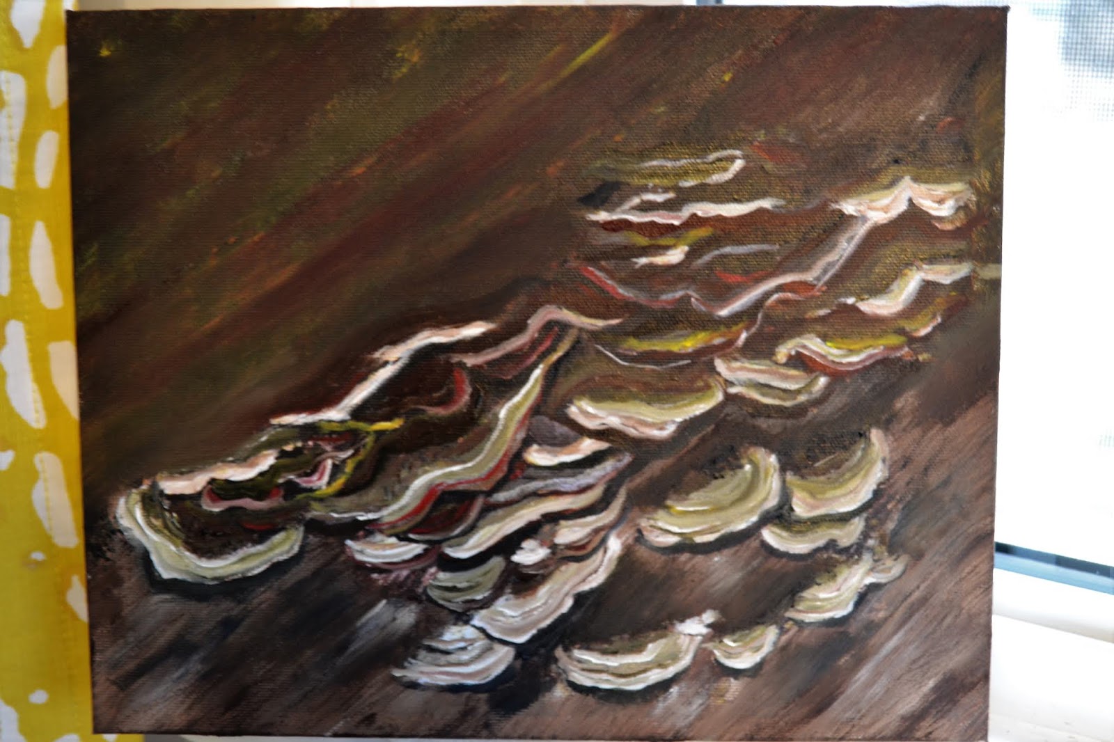Saturdays Vintage Finds Oil Painting 11 "Bracket Fungus"