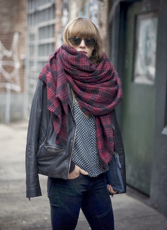 oversized_plaid scarf_street style