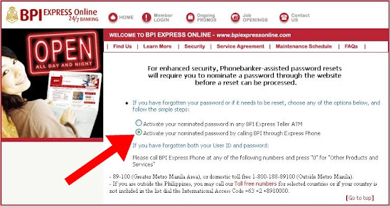 BPIExpressOnline password retrieval via Express Phone