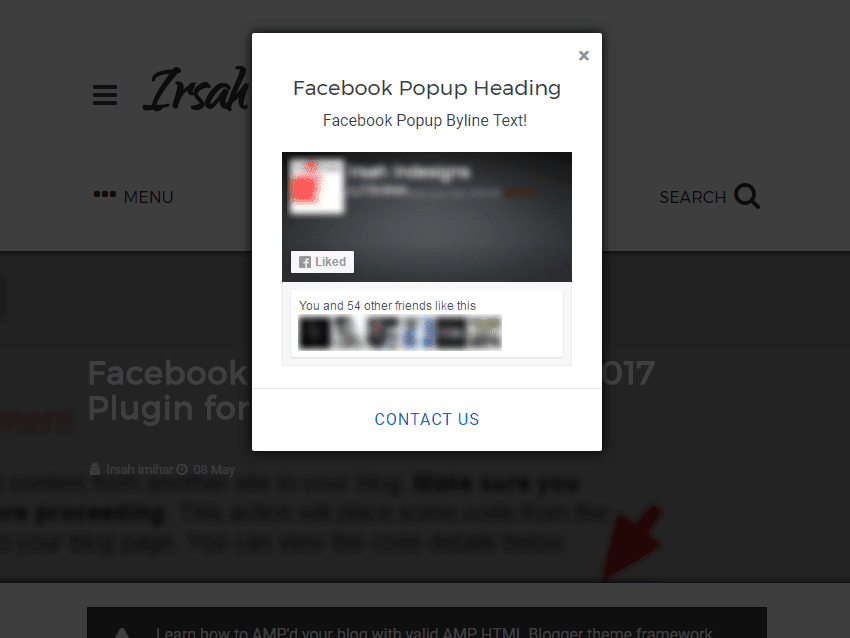 Install Facebook Like Popup Lightbox Widget with Timer on Blogger Blog Themes