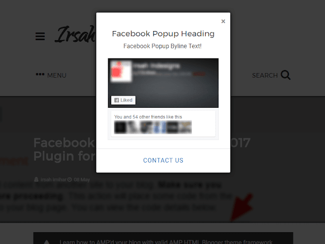Install Facebook Like Popup Lightbox Widget with Timer on Blogger Blog Themes