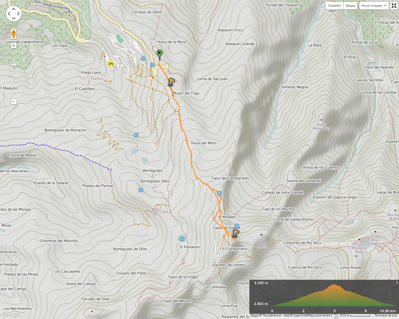 Ruta Hoya de la Mora al Pico Veleta: Mapa Ruta Hoya de la Mora al Pico Veleta: Mapa