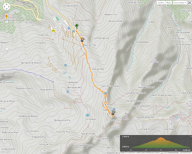 Ruta Hoya de la Mora al Pico Veleta: Mapa