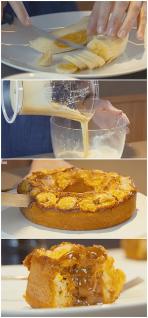 Como fazer bolo de banana com doce de leite