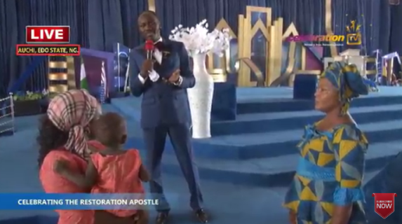 3 Photos: Stepahnie Otobo's mother goes on her knees to beg Apostle Suleman for forgiveness