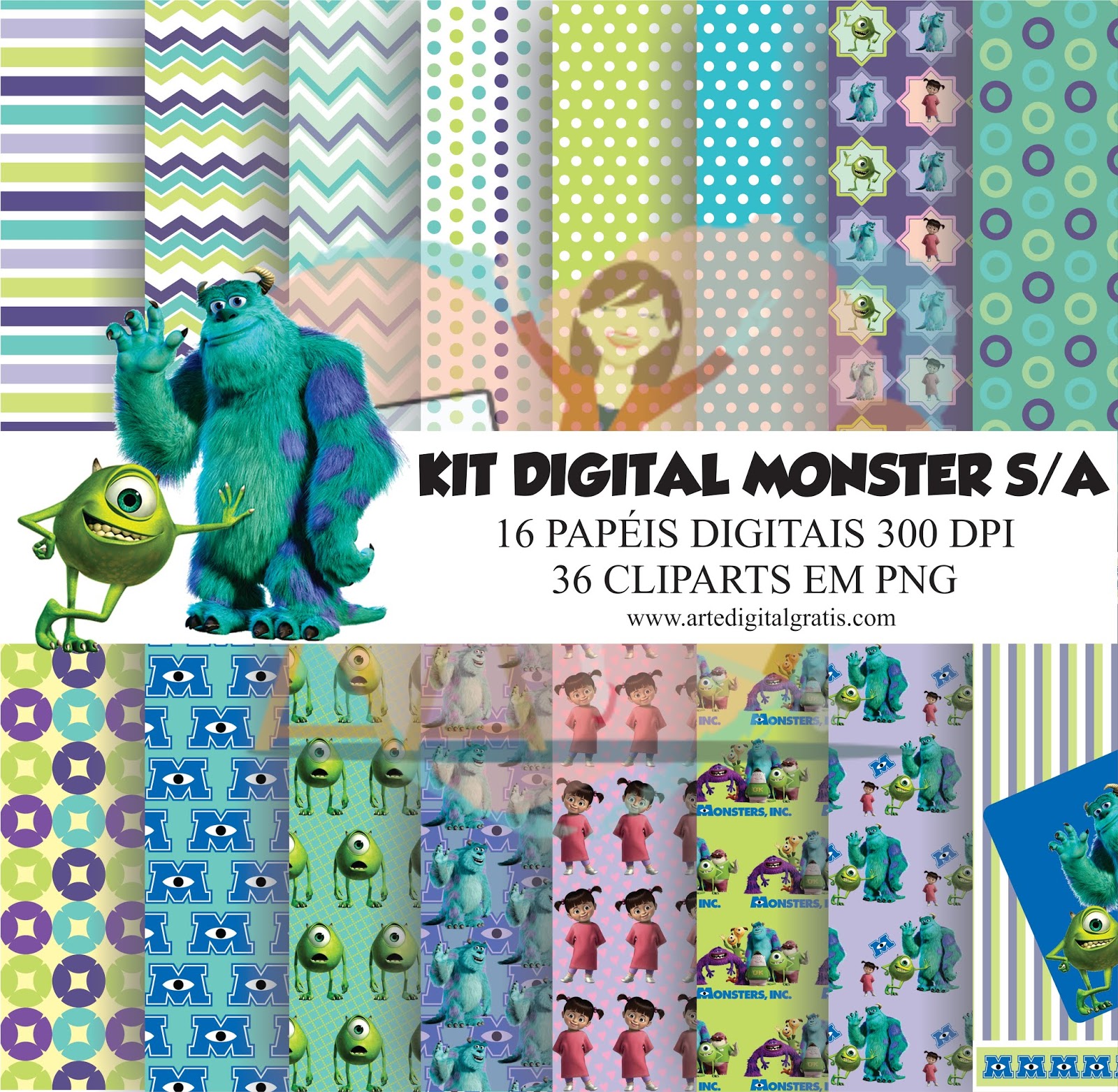 KIT DIGITAL MONSTER S/A GRÁTIS Arte Digital Grátis