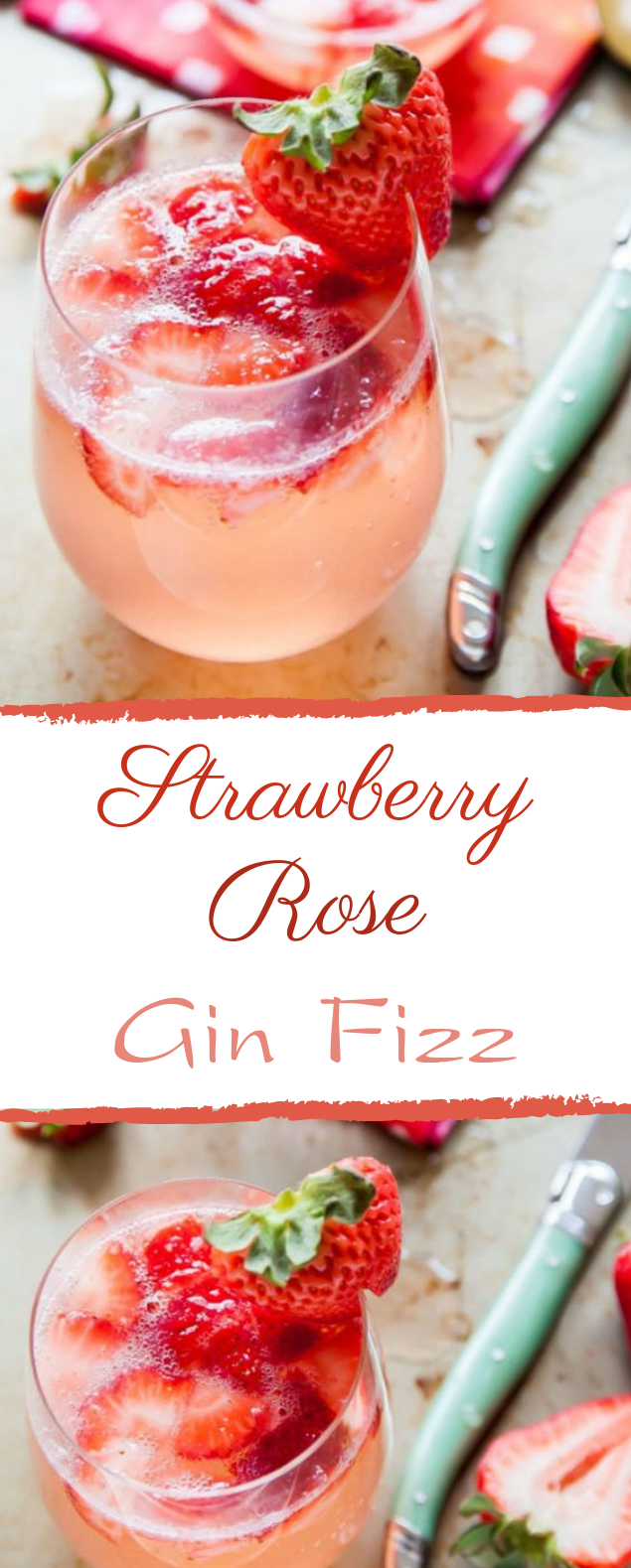 Strawberry Rose Gin Fizz #valentinedrink #gin
