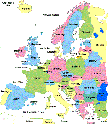 Maps of Europe Region Country