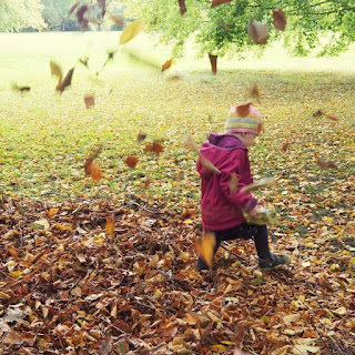 Kleinkind zwischen fallenden Herbstblättern #ZweifelimHerbst: Mama von Baby und Kleinkind – und jetzt?!