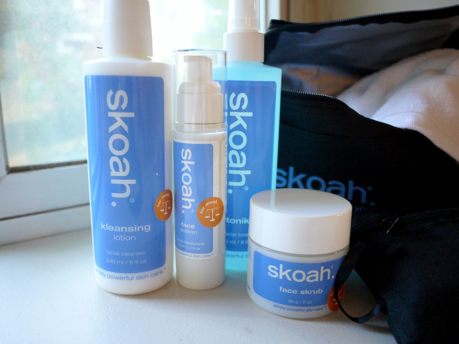 skoah even-keeled kit review kleasning lotion, face skrub, tonik, face skotion
