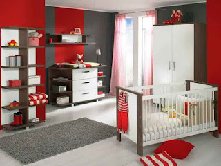 dekorasi kamar bayi perempuan warna merah