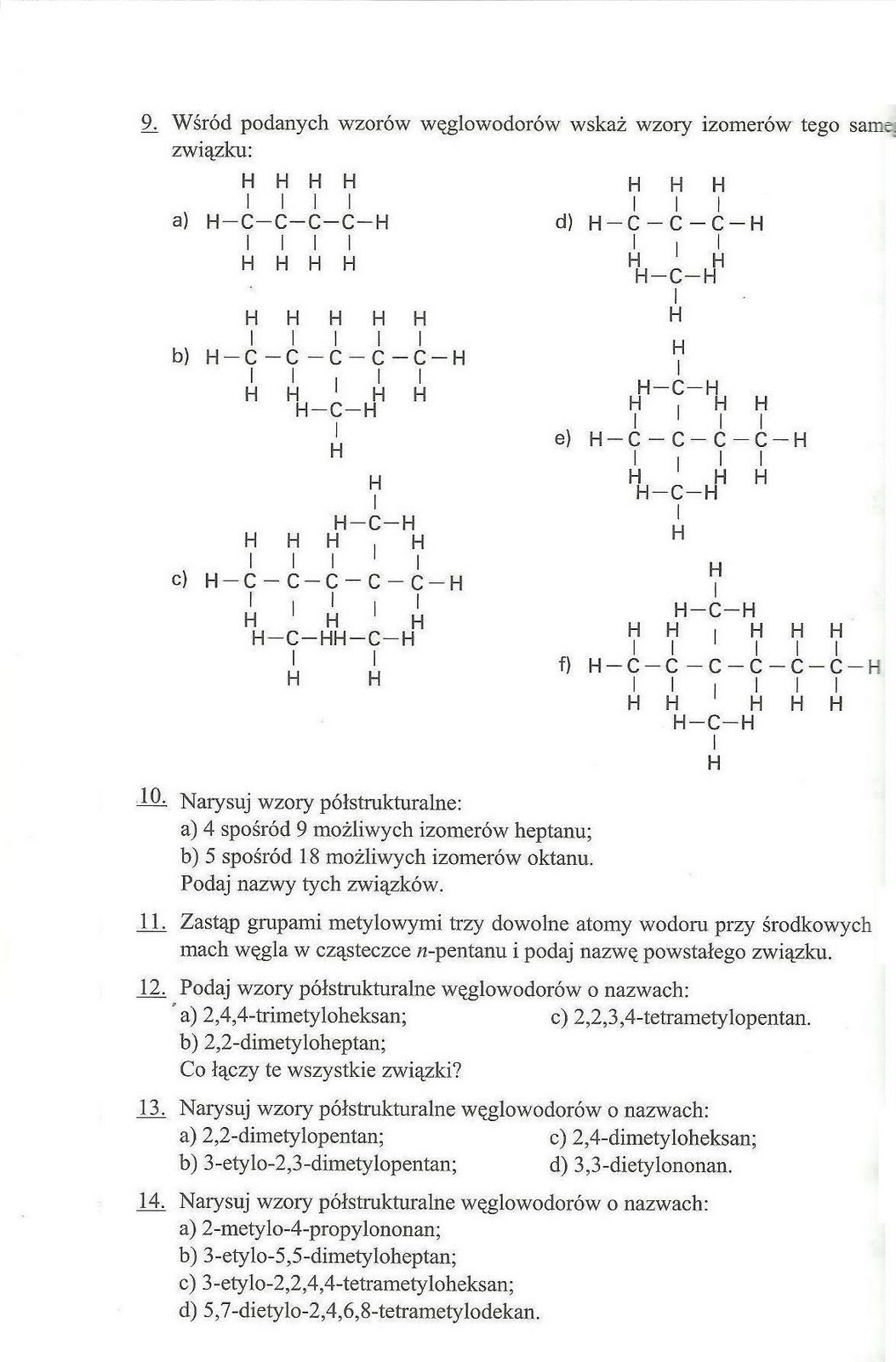 To Jest Chemia źródła Energii Sprawdzian Chemia: Węglowodory - zadania