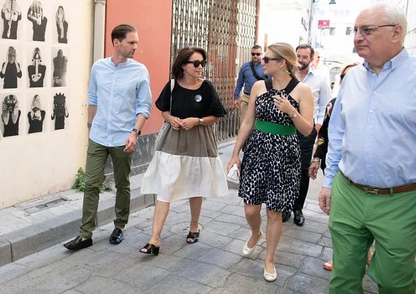 Hereditary Grand Duke Guillaume of Luxembourg visited the Lucien Clergue Studio at Anne Clergue Galerie in Arles. Princess wore ruffle top