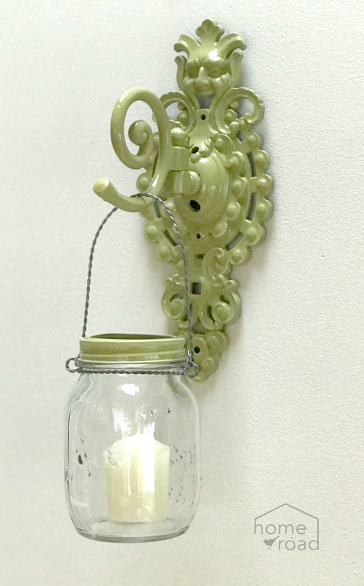 DIY Repurposed Lamp Part into a Mason Jar Hanger