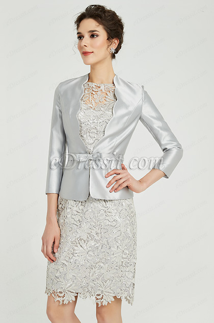 Silver-Grey Two Pieces Mother of the Bride Dress