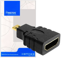 Insten Micro HDMI Connector Male to HDMI Connector Female Port Saver Adapter (Micro HDMI-M to HDMI-F)